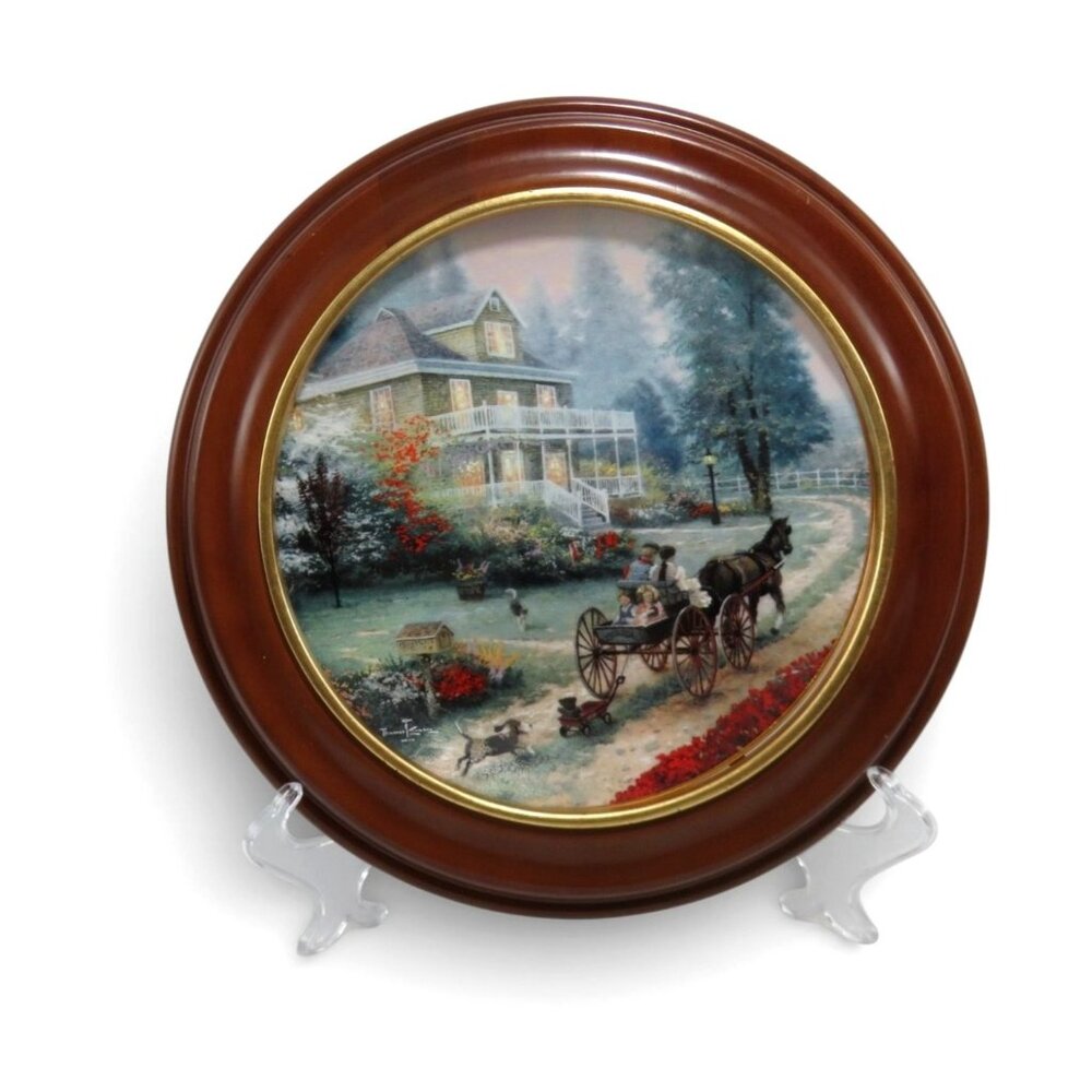 Knowles Thomas Kinkade Carriage Ride Home Framed Plate Vintage